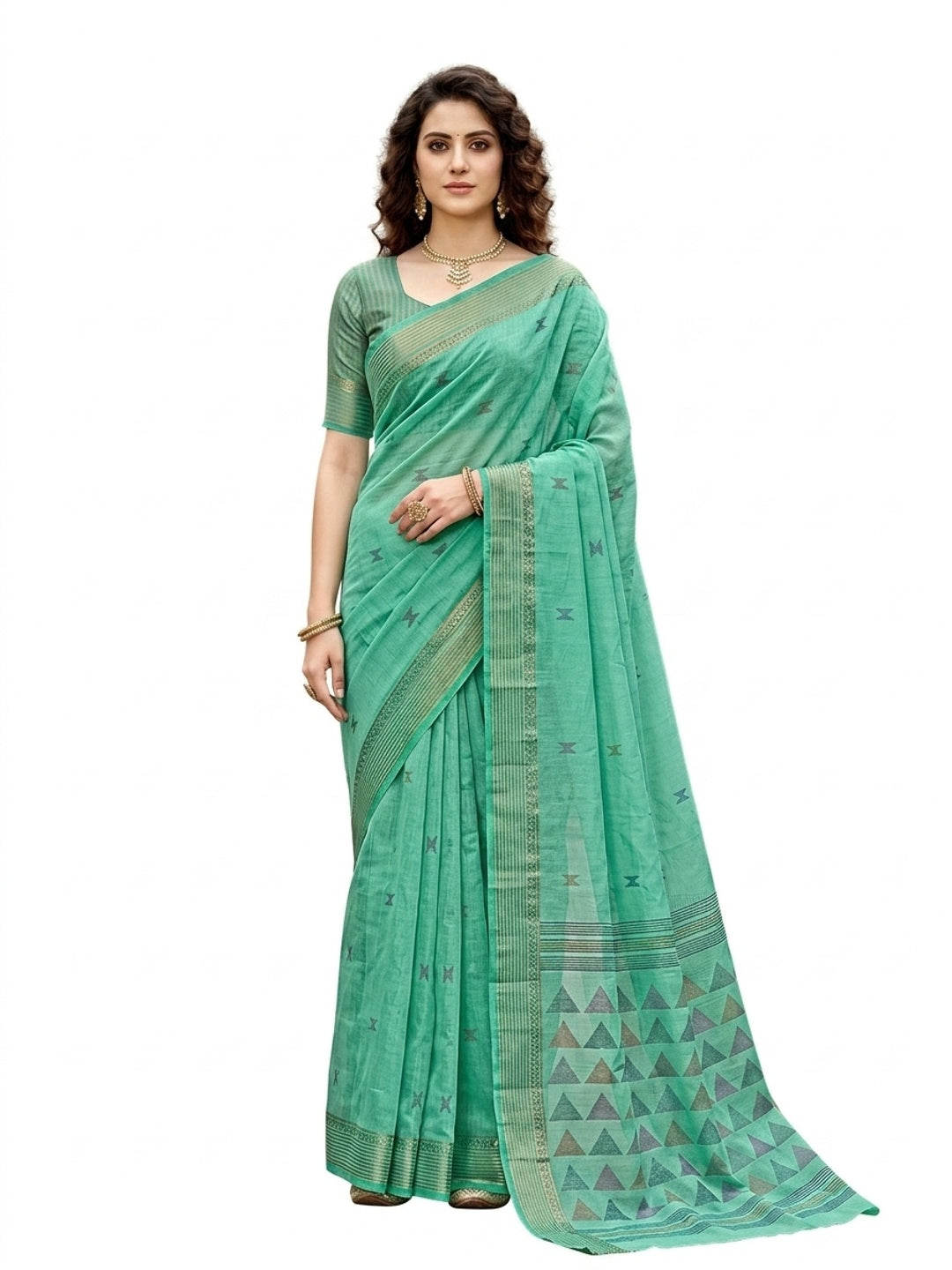 Peachmode Green Georgette Saree - Image 7