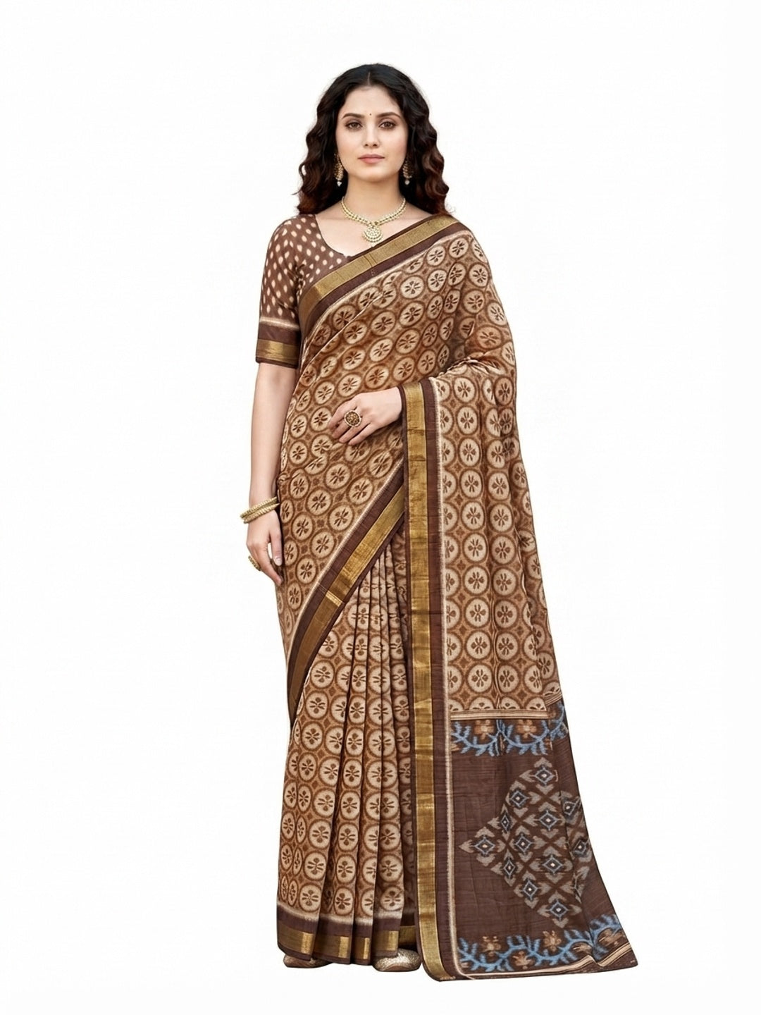Peachmode Brown Georgette Saree - Image 7