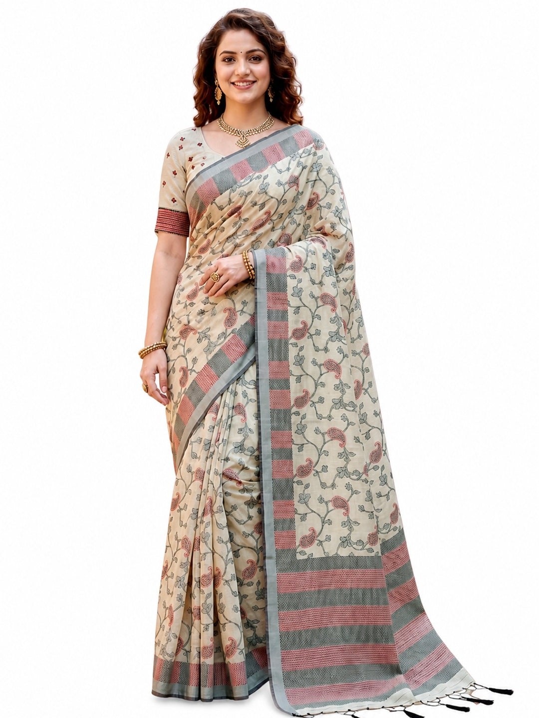 Peachmode Purple Cotton Blend Ruchi Cotton Saree - Image 5