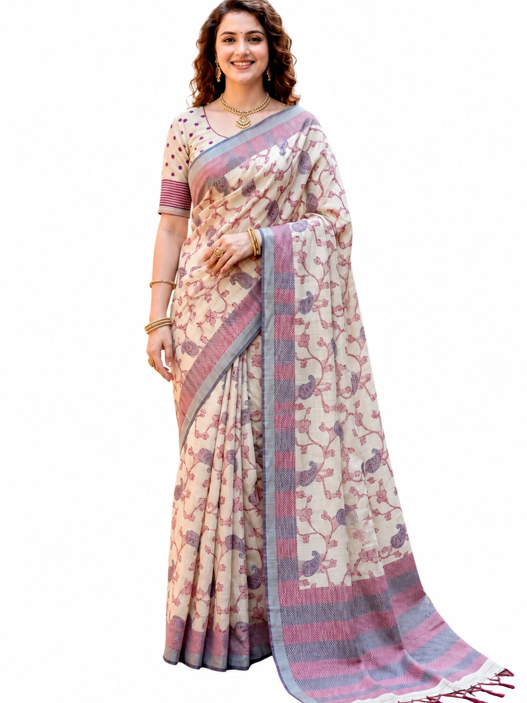 Peachmode Red Cotton Blend Ruchi Cotton Saree - Image 5