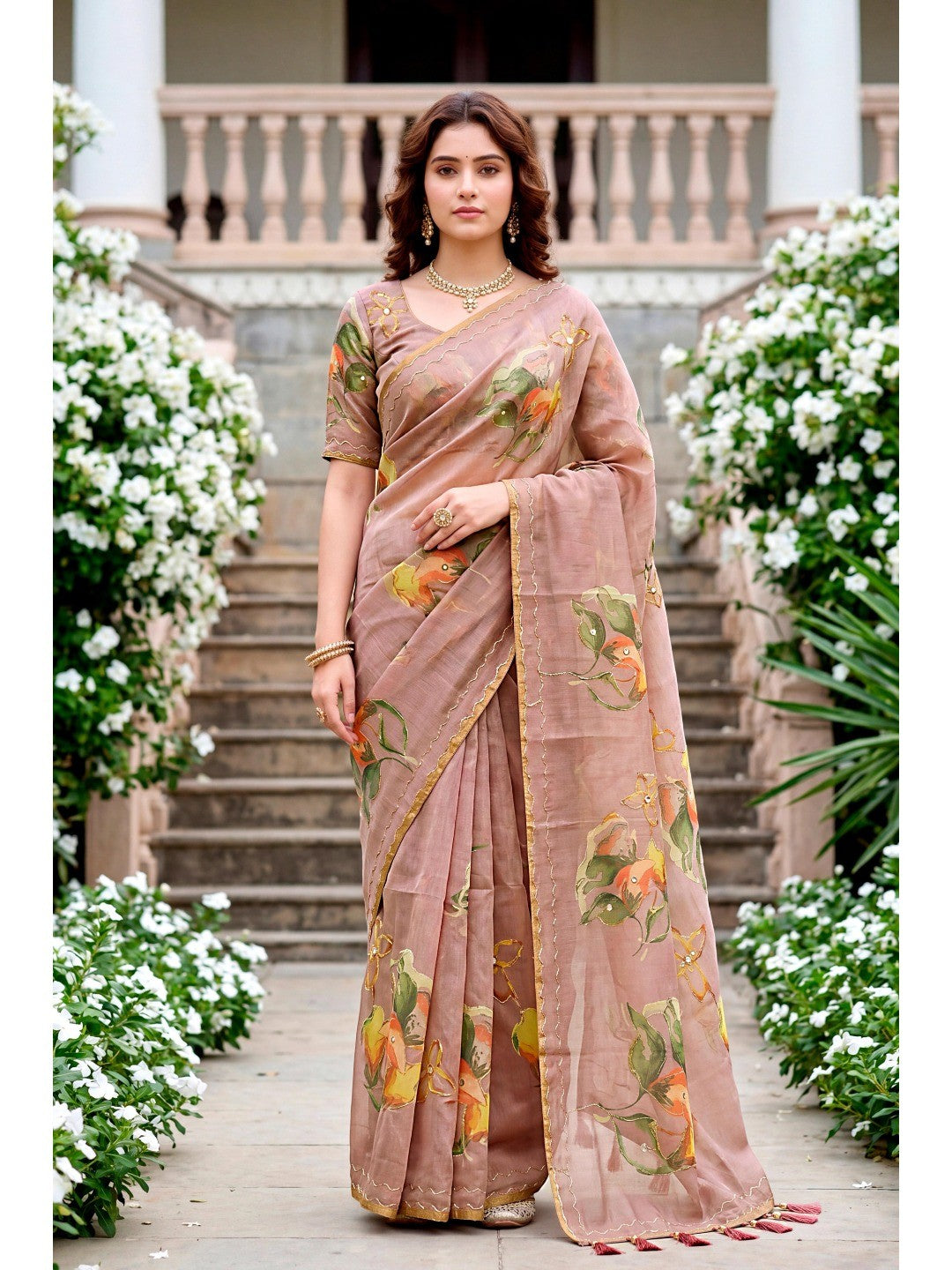 Peachmode Purple Cotton Blend Erodi Saree - Image 1