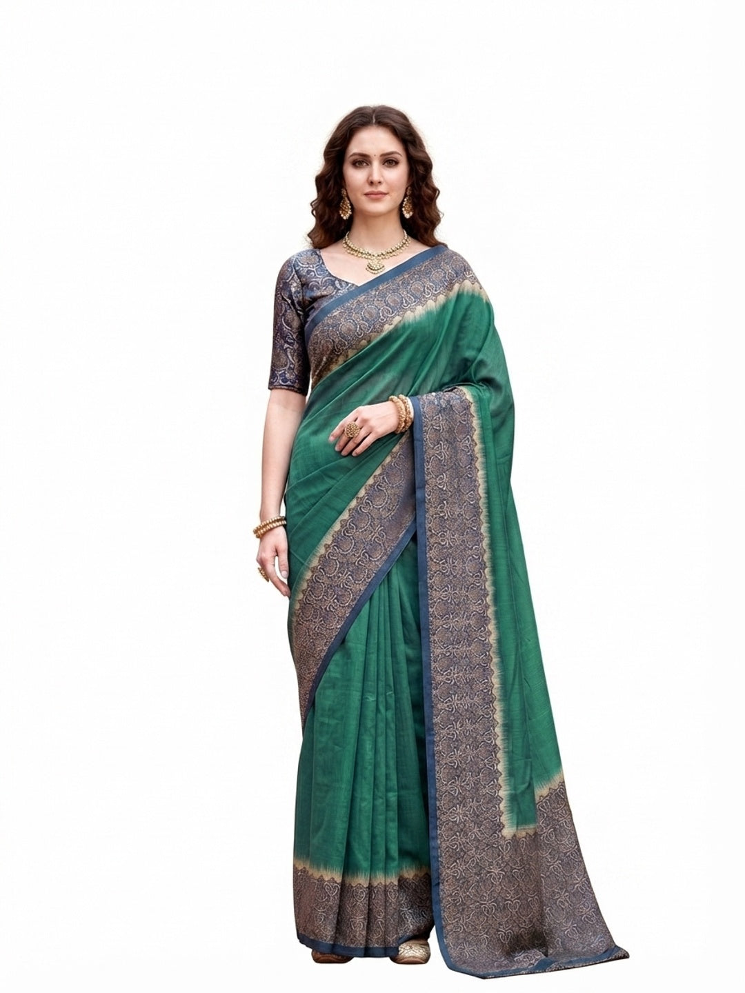Peachmode Green Georgette Saree - Image 7