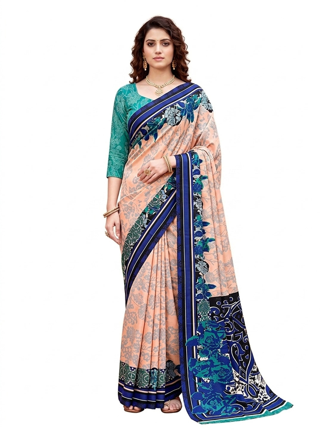 Peachmode Peach Georgette Saree - Image 7