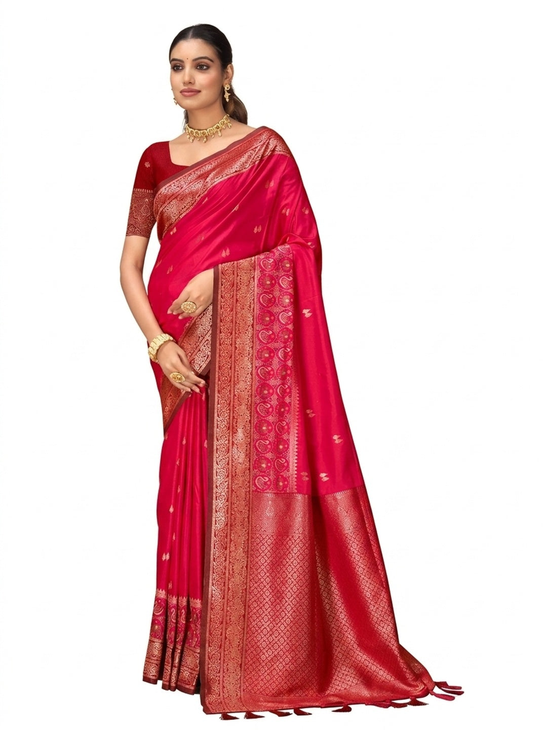 Peachmode Pink Silk Blend Adiksha SIlk Saree - Image 7