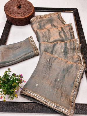 Peachmode Grey Satin Saree - Image 2