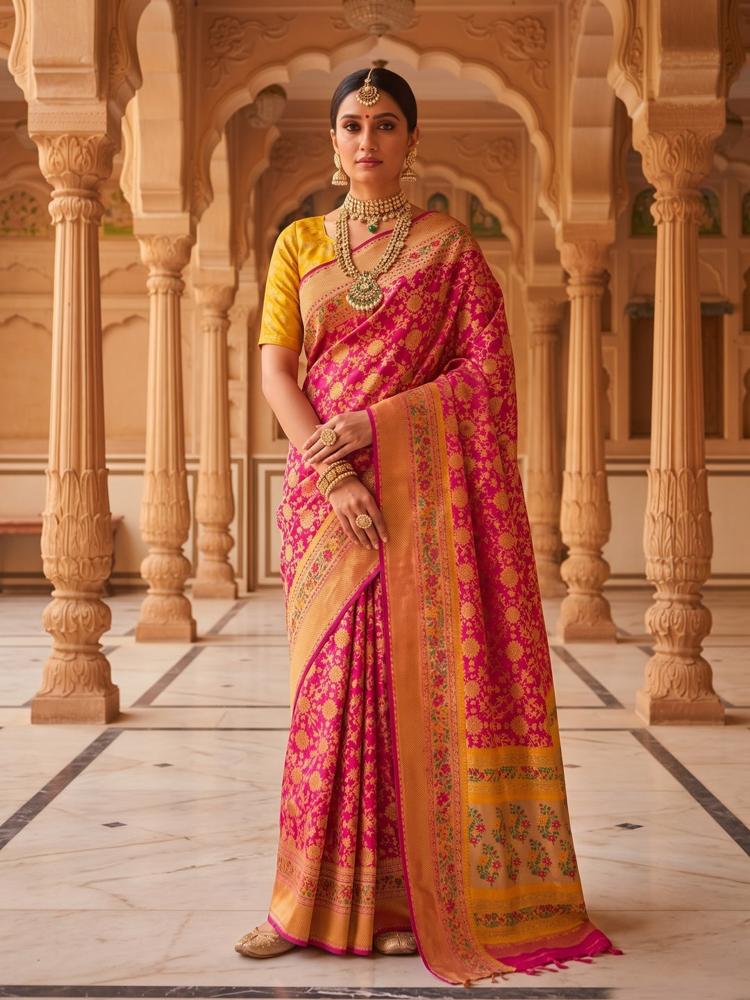 Peachmode Pink Pure Silk Saree with Digital Print - Image 2