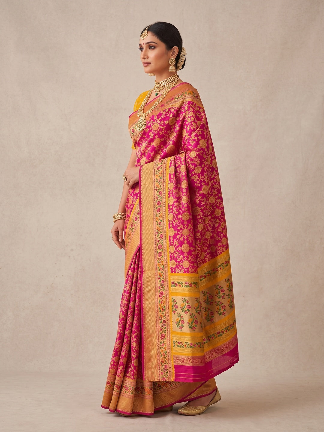 Peachmode Pink Pure Silk Saree with Digital Print - Image 4