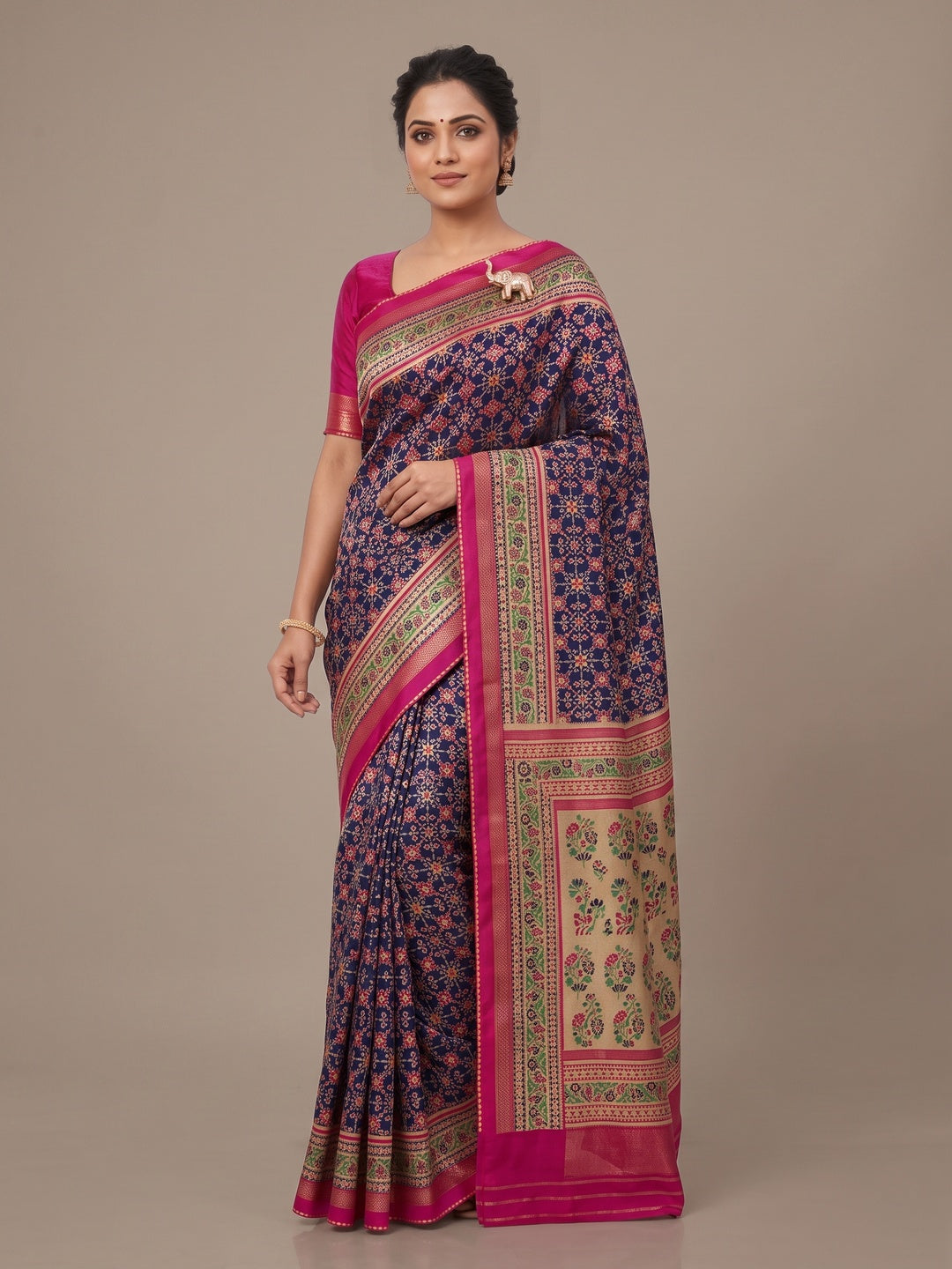 Peachmode Blue Pure Silk Saree with Digital Print - Image 2