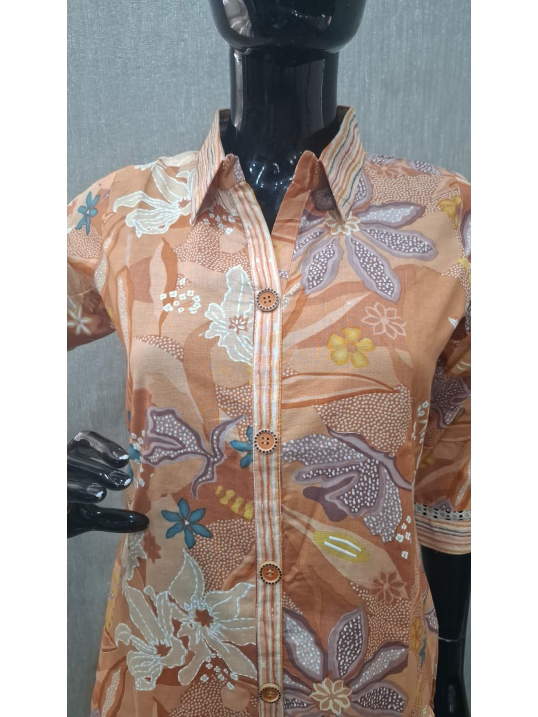 Peach Pure Cotton Floral Printed Top Bottom Set - Image 4