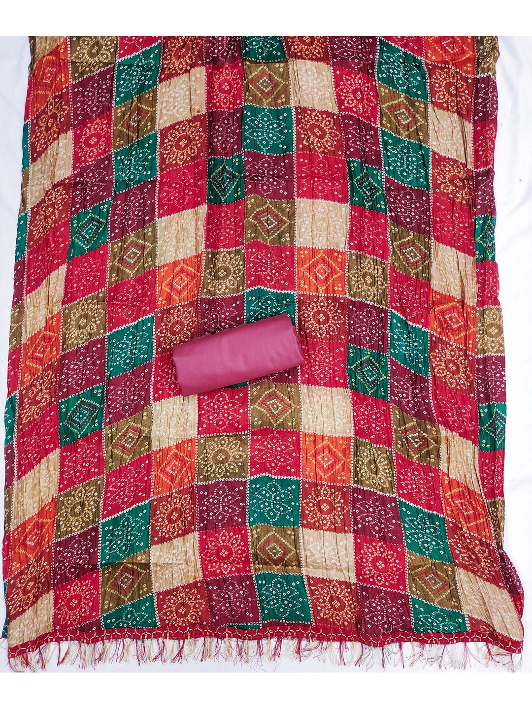 Peachmode Wine Floral Embroidered Cotton Blend Dress Material - Image 4