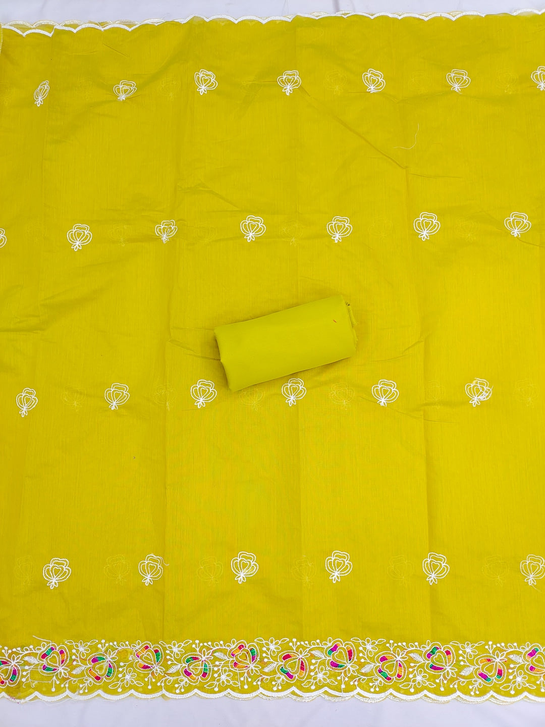 Peachmode Liril Green Chanderi Thread Work Dress Material - Image 5
