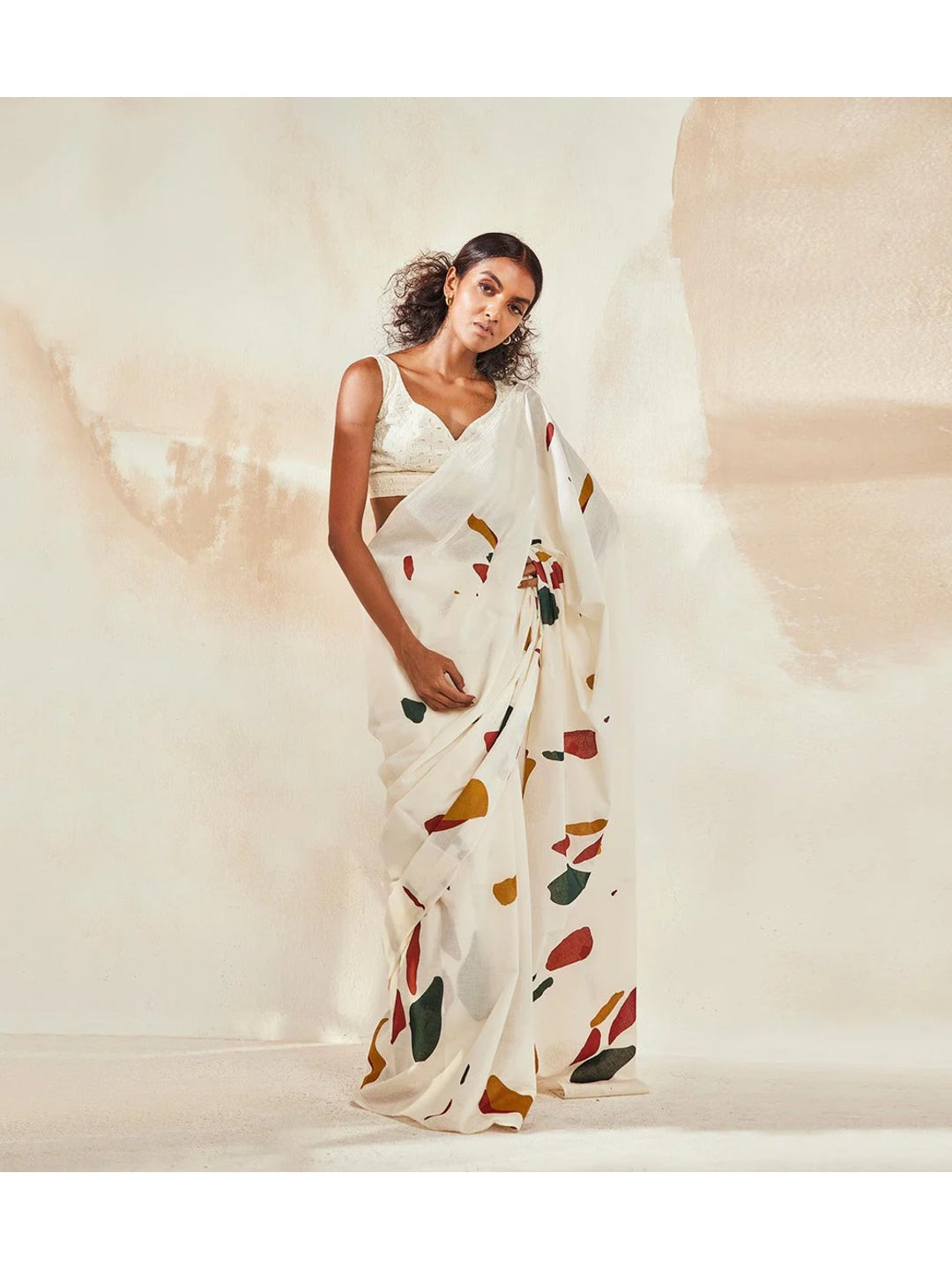Peachmode White Georgette Embroidered Saree - Image 3