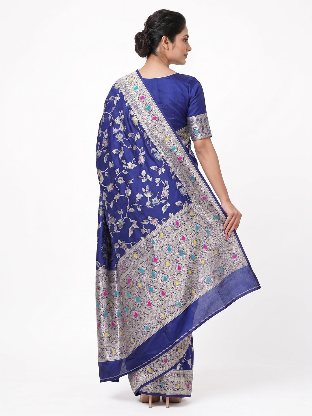 Blue Heritage Pure Silk Saree with Heavy Zari Work - Image 2