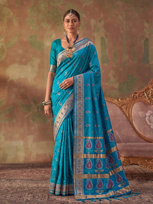 Peachmode Rama Soft Silk Woven Saree - Image 1