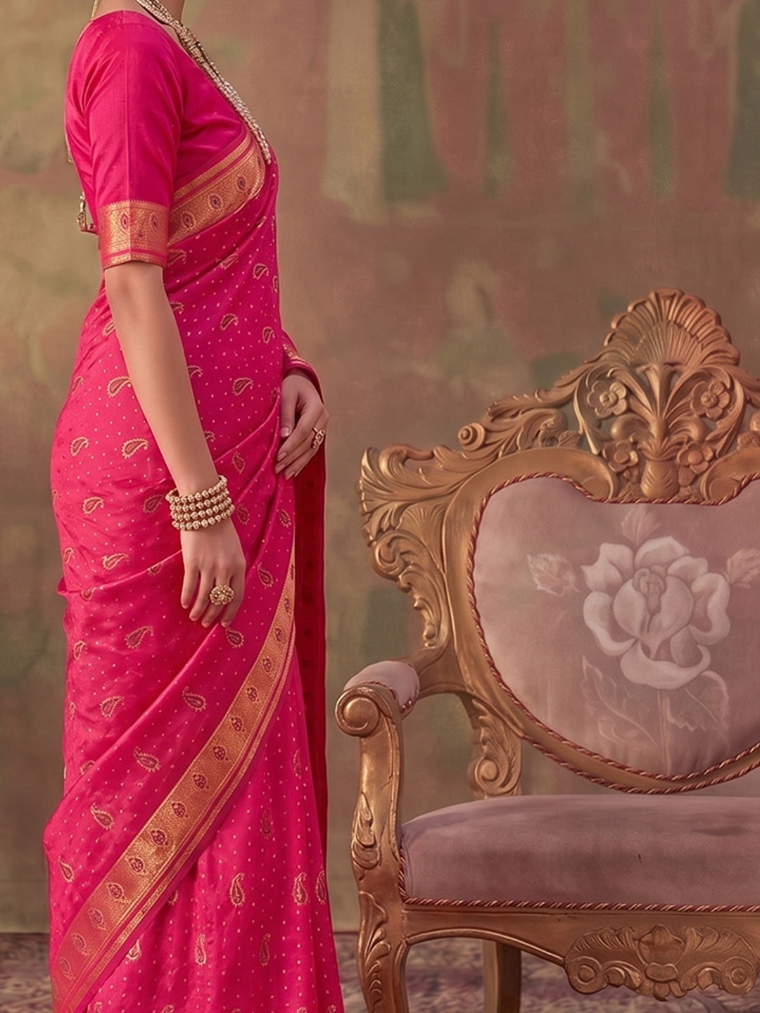 Peachmode Light Pink Soft Silk Woven Saree - Image 5