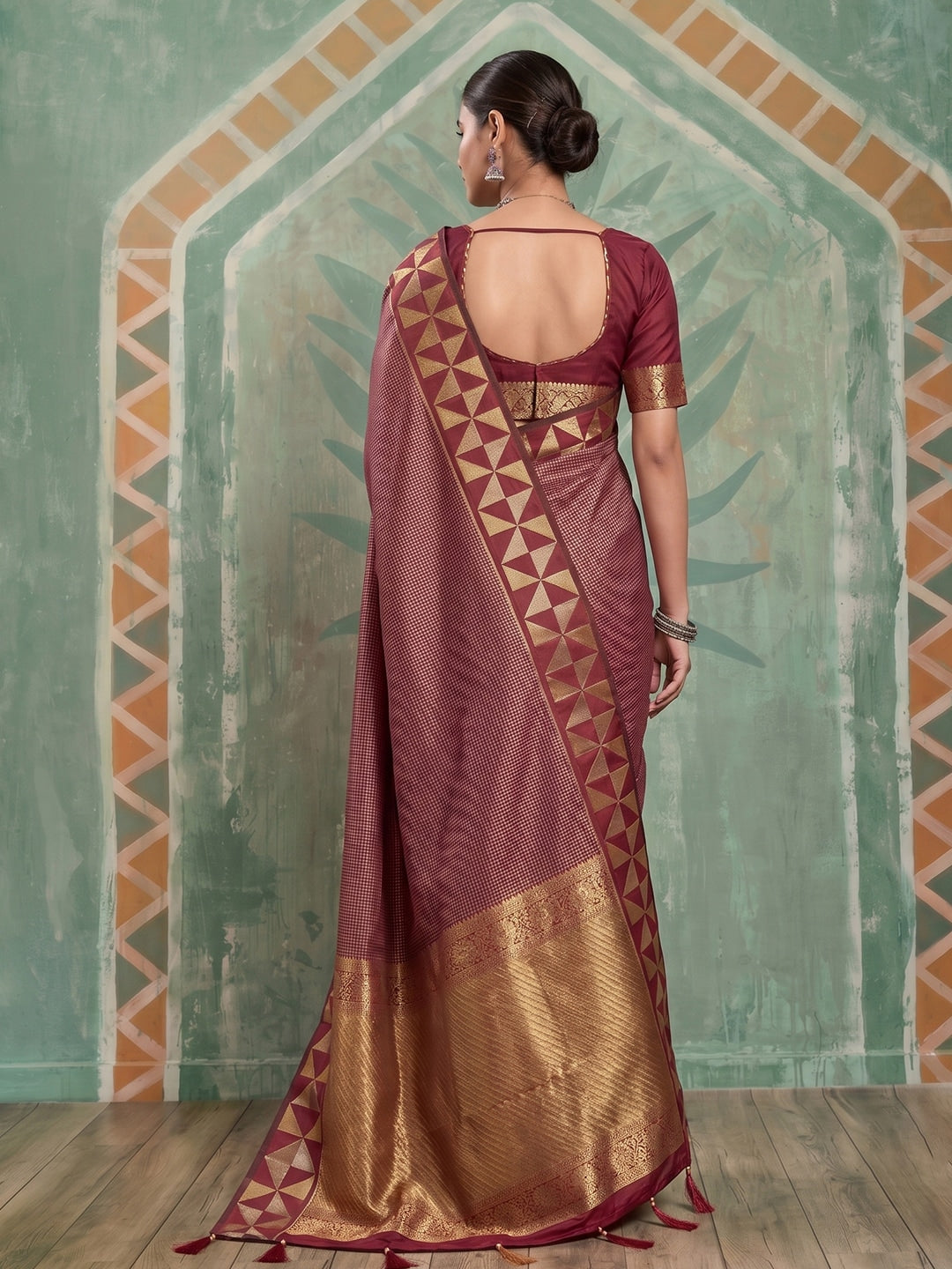 Peachmode Red Art Silk Woven Saree - Image 2