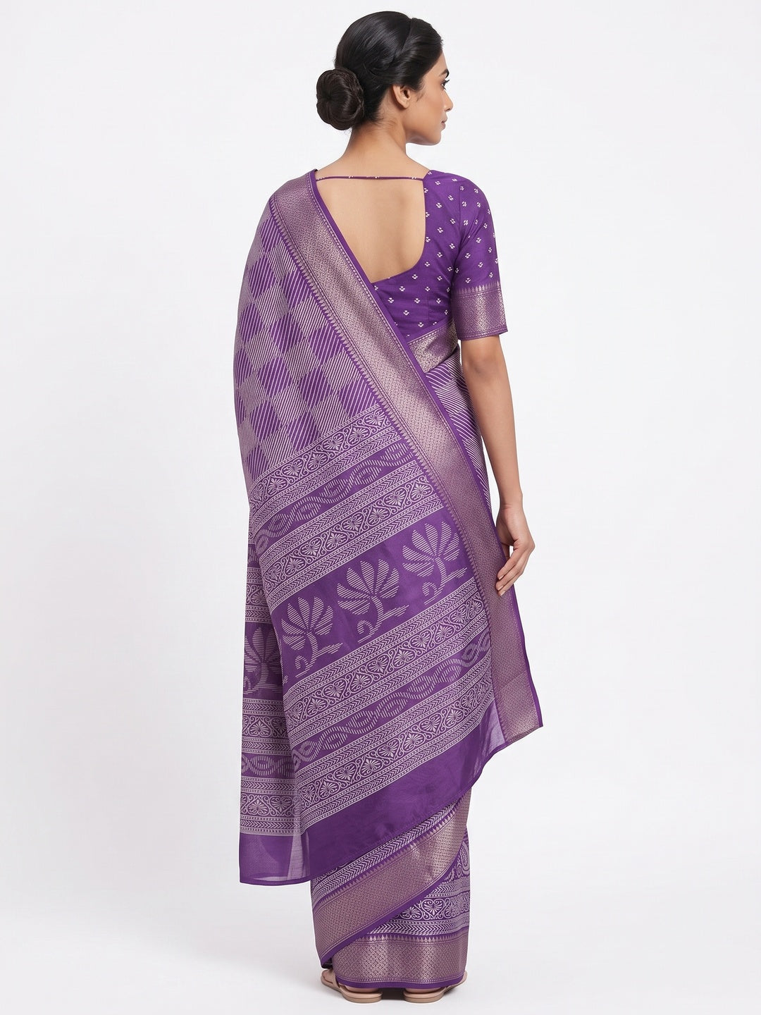 Shivani 103 Lavender Dola Silk Zari Border Saree - Image 2