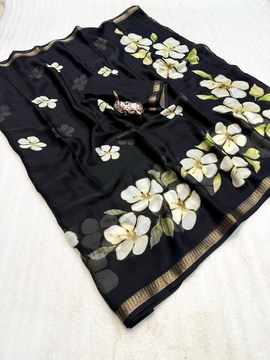 Peachmode Black Georgette Saree - Image 4