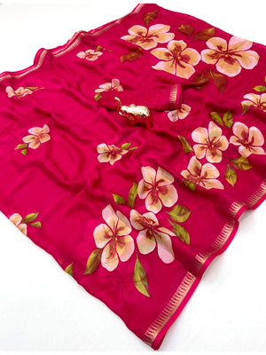 Peachmode Pink Georgette Saree - Image 2