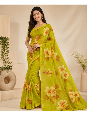 Peachmode Green Georgette Saree - Image 1