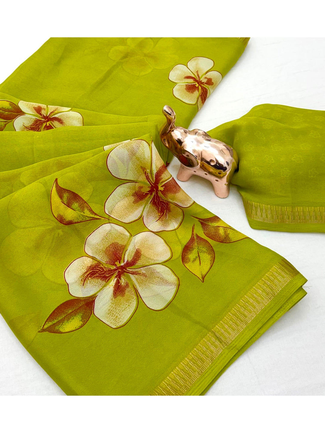 Peachmode Green Georgette Saree - Image 4