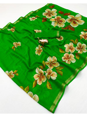 Peachmode Green Georgette Saree - Image 2