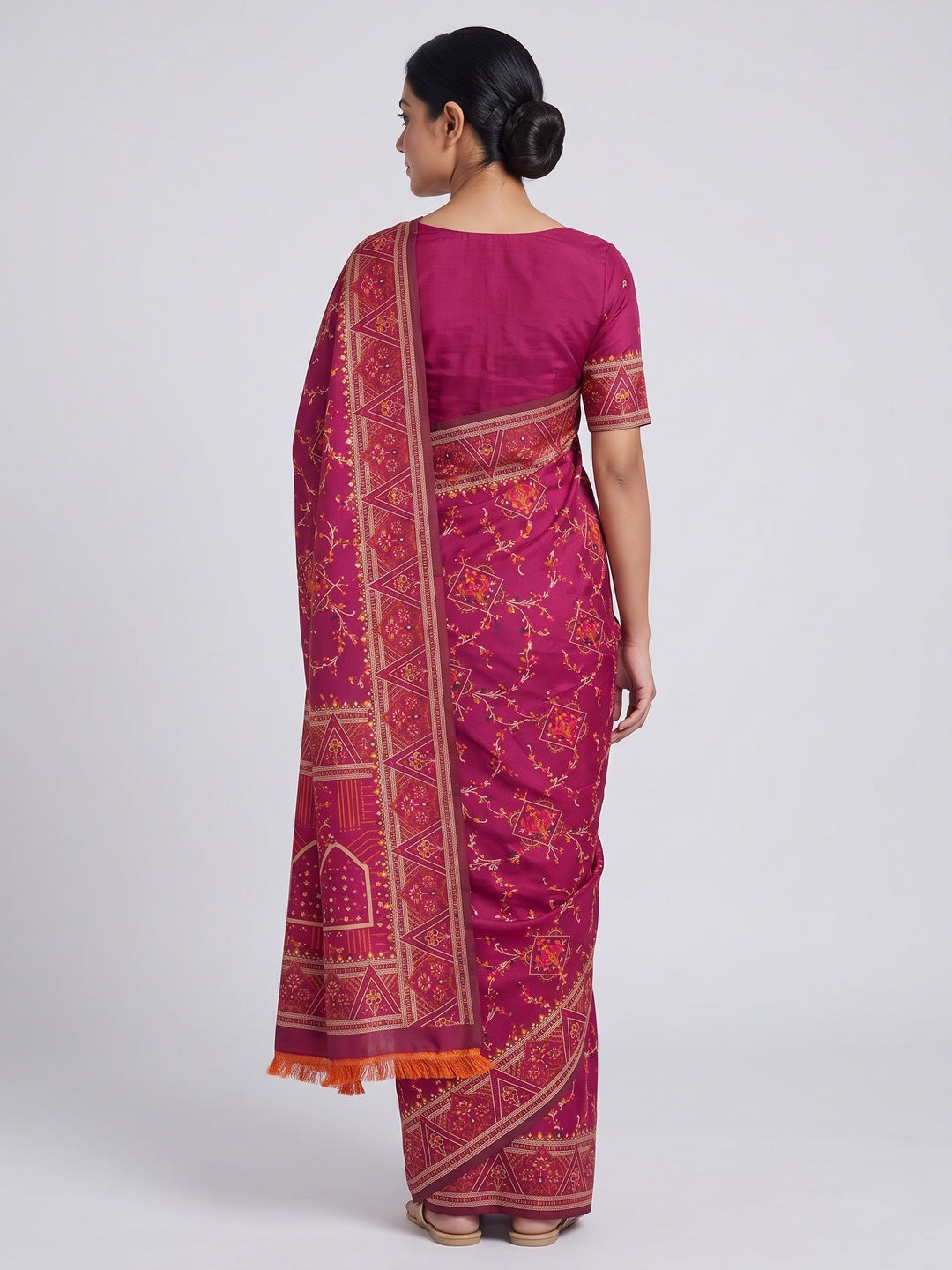 Pink Traditional Rajwadi Weaving Pashmina Silk Saree With Kashmiri Pallu & Elegant Zari Border - Image 2