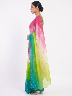 Multicolor Sequins Embroidered Georgette Saree - Image 2