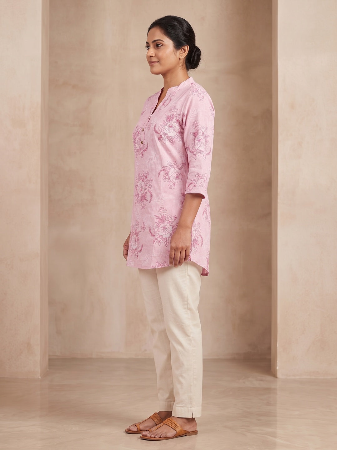 Pink Pure Cotton Floral Printed Top - Image 3
