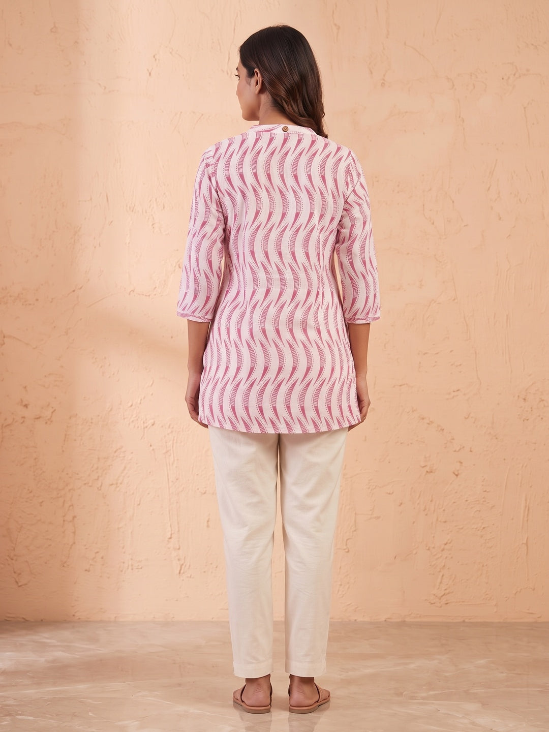 Rani Pink Pure Cotton Abstract Printed Top - Image 5
