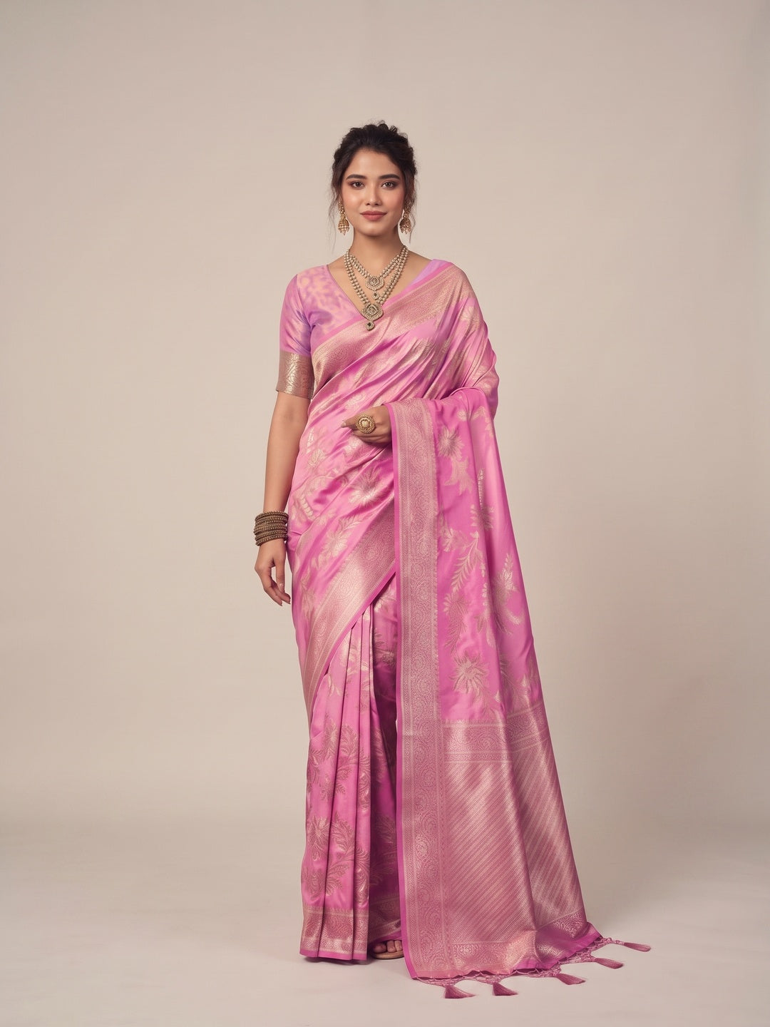 Peachmode Pink Silk Blend Saree - Image 2