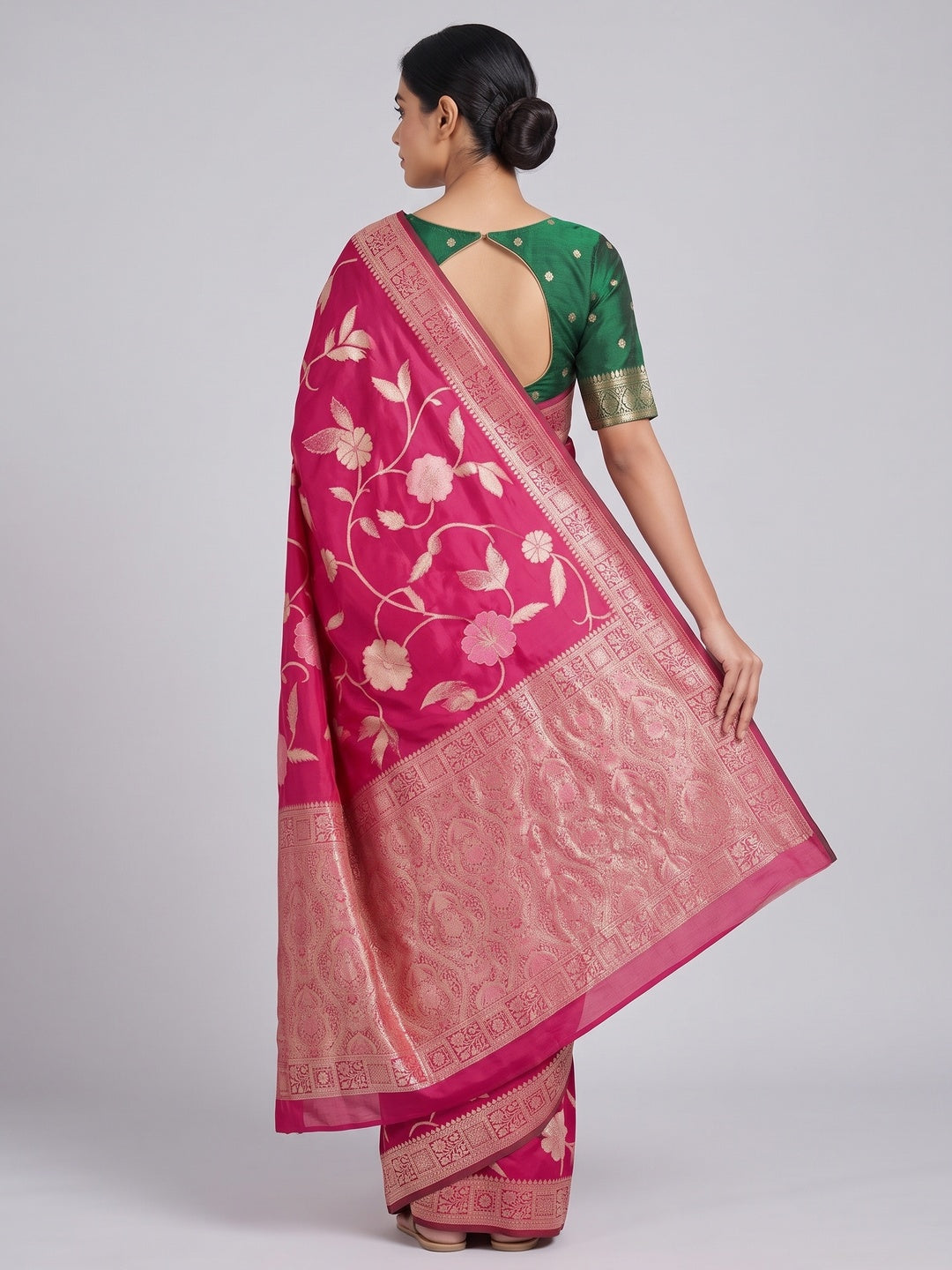 Pink Graceful Soft Muslin Saree Highlighted with Premium Meenakari Zari Work - Image 2