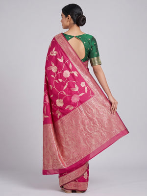 Pink Graceful Soft Muslin Saree Highlighted with Premium Meenakari Zari Work - Image 2