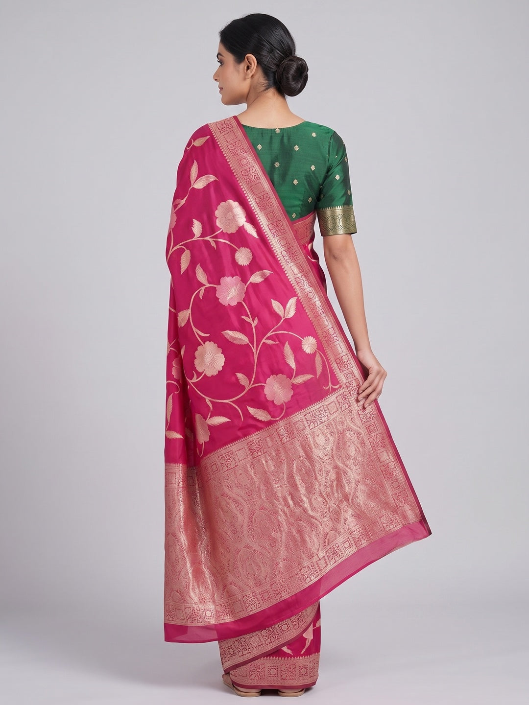 Pink Graceful Soft Muslin Saree Highlighted with Premium Meenakari Zari Work - Image 5