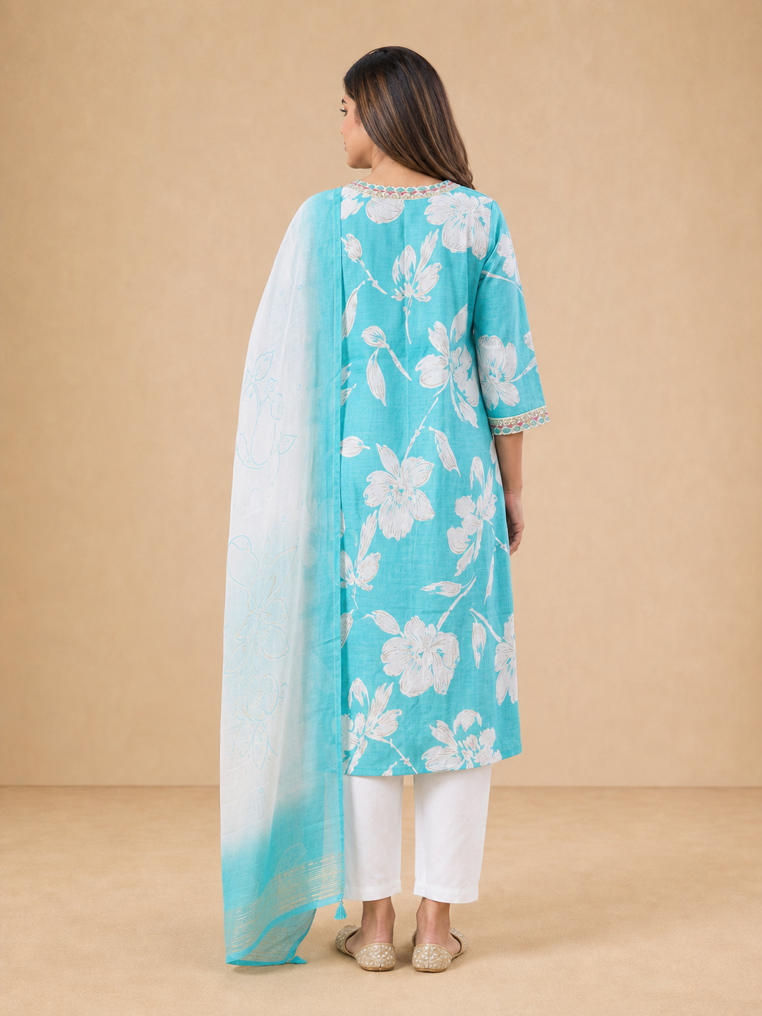 Peachmode Sky Blue Vatican Foil Salwar Suit - Image 5