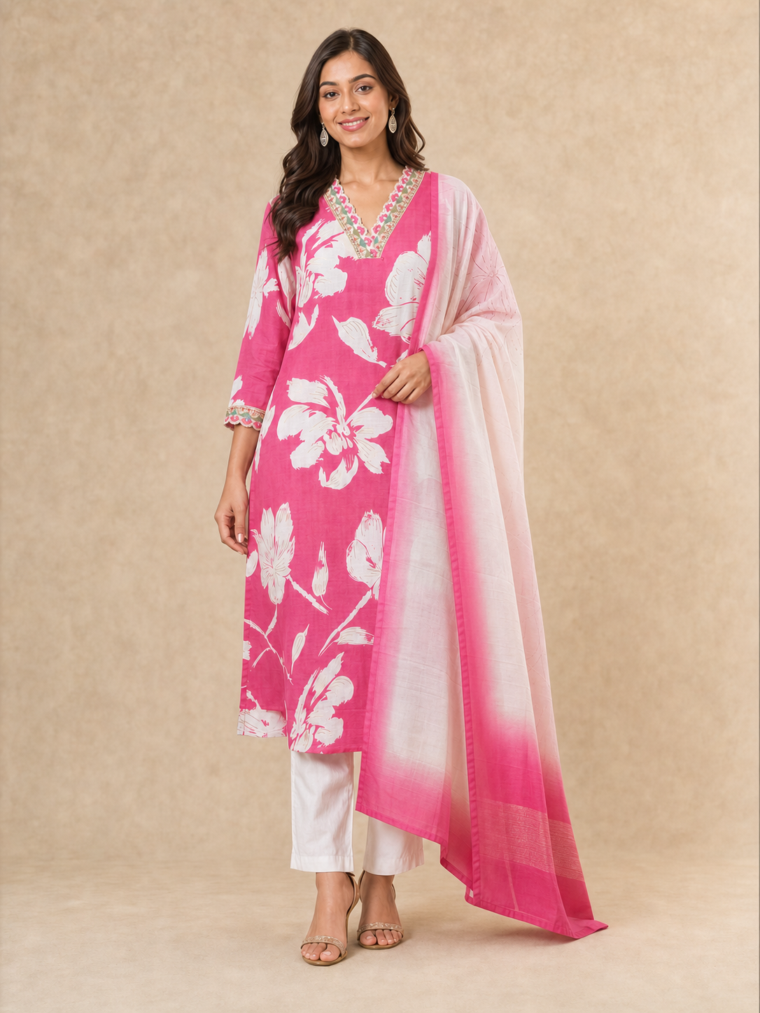 Peachmode Pink Vatican Foil Salwar Suit - Image 2