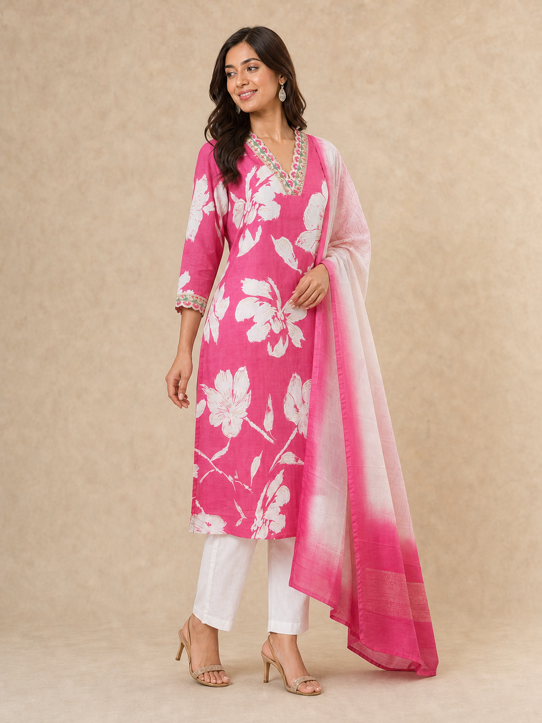 Peachmode Pink Vatican Foil Salwar Suit - Image 3