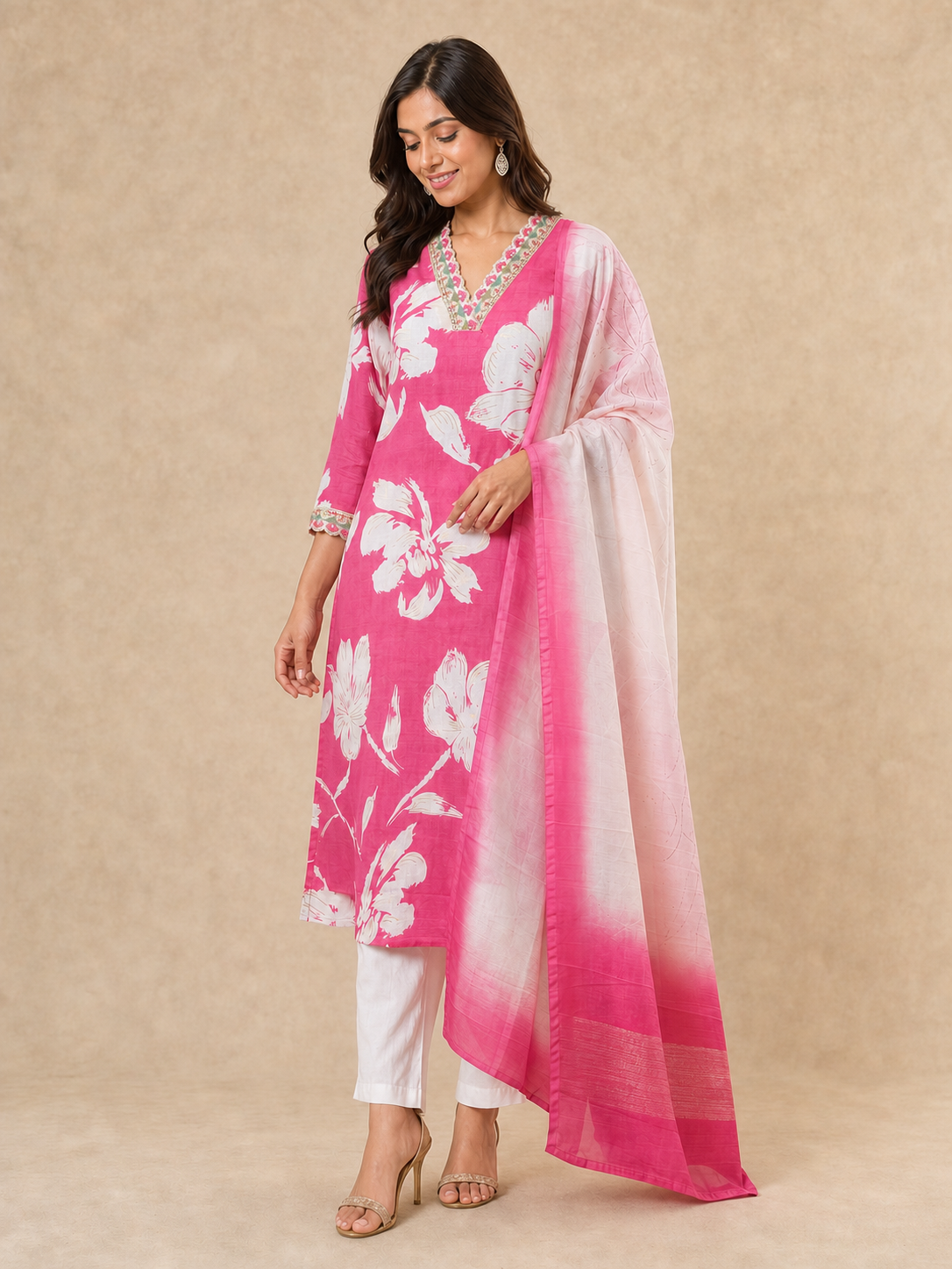Peachmode Pink Vatican Foil Salwar Suit - Image 4