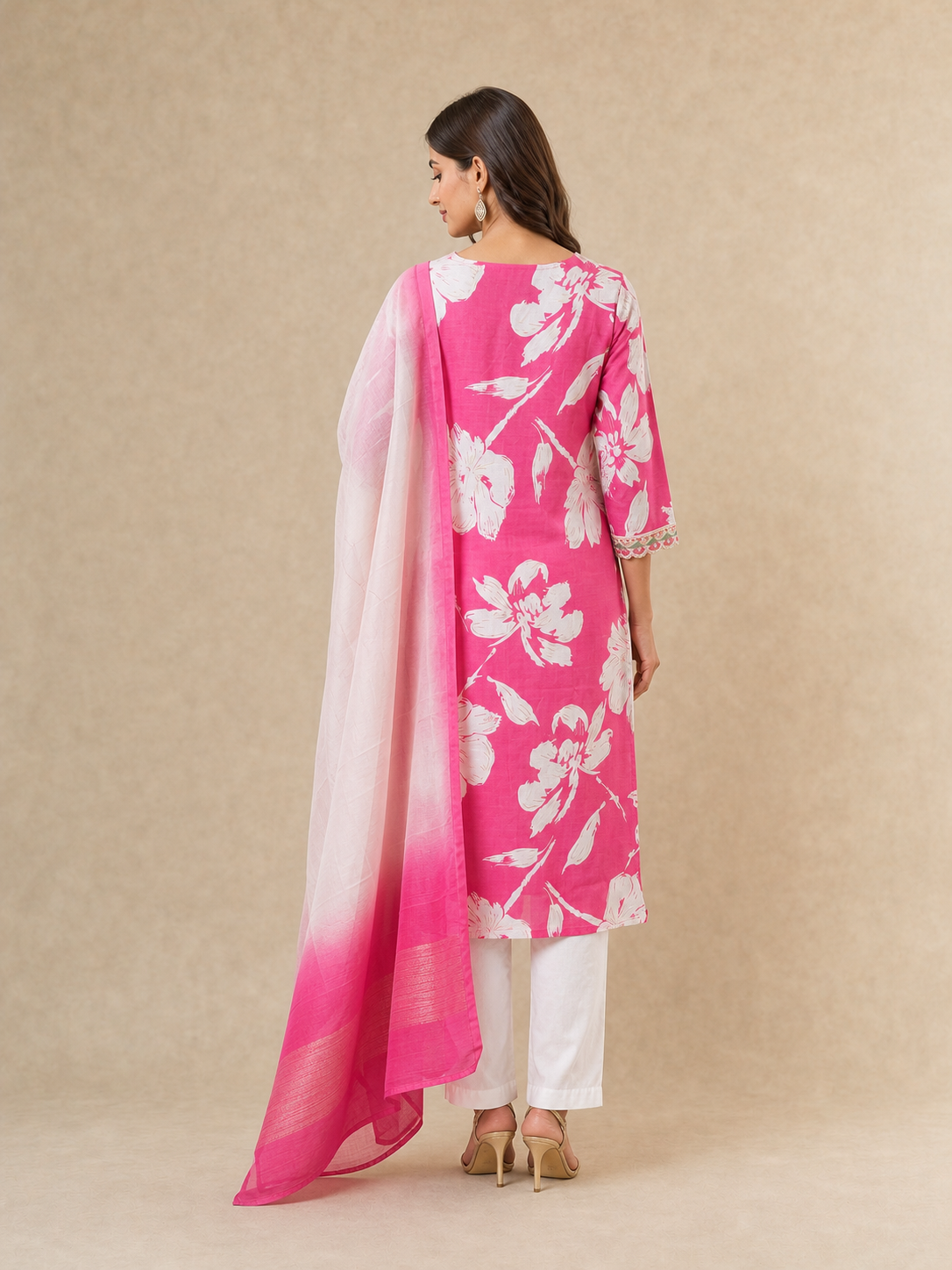 Peachmode Pink Vatican Foil Salwar Suit - Image 5
