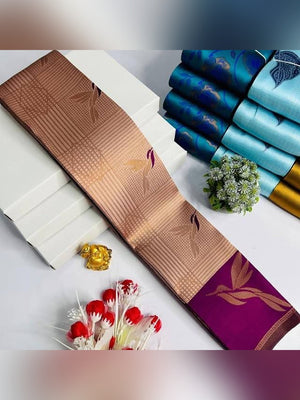 Peachmode Magenta Banarasi Silk Zari Saree - Image 2