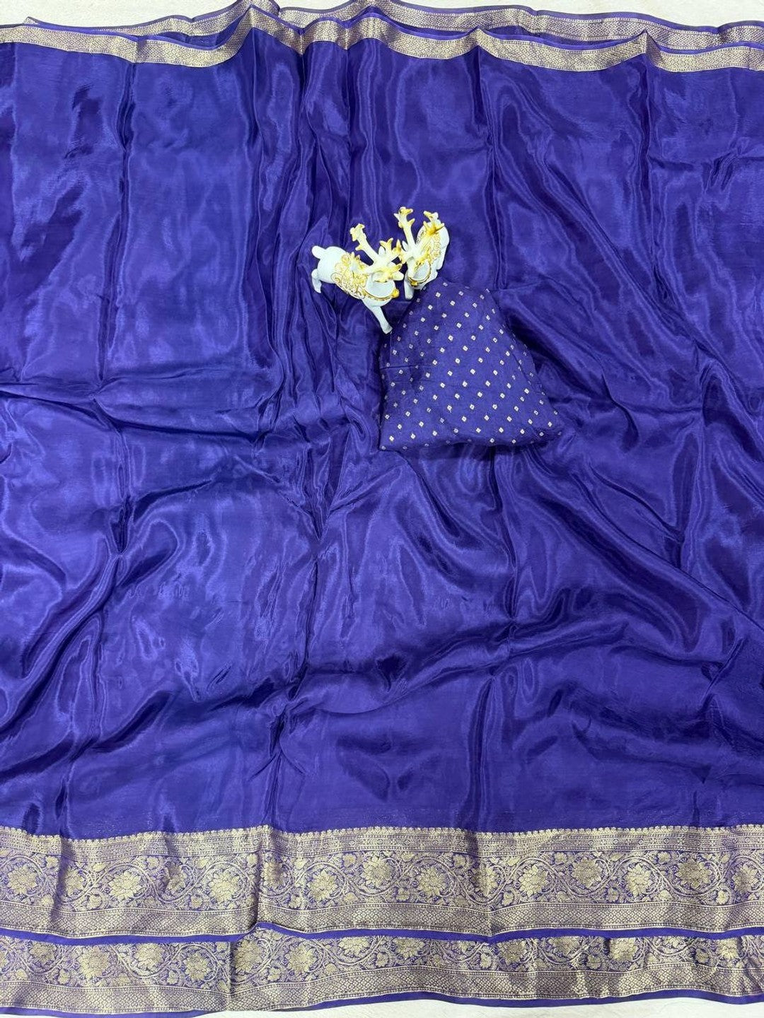 Peachmode Blue Ho Silk Zari Border Saree - Image 4