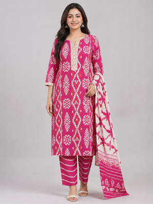 Peachmode Rani Pink Pure Cotton Salwar Suit - Image 2