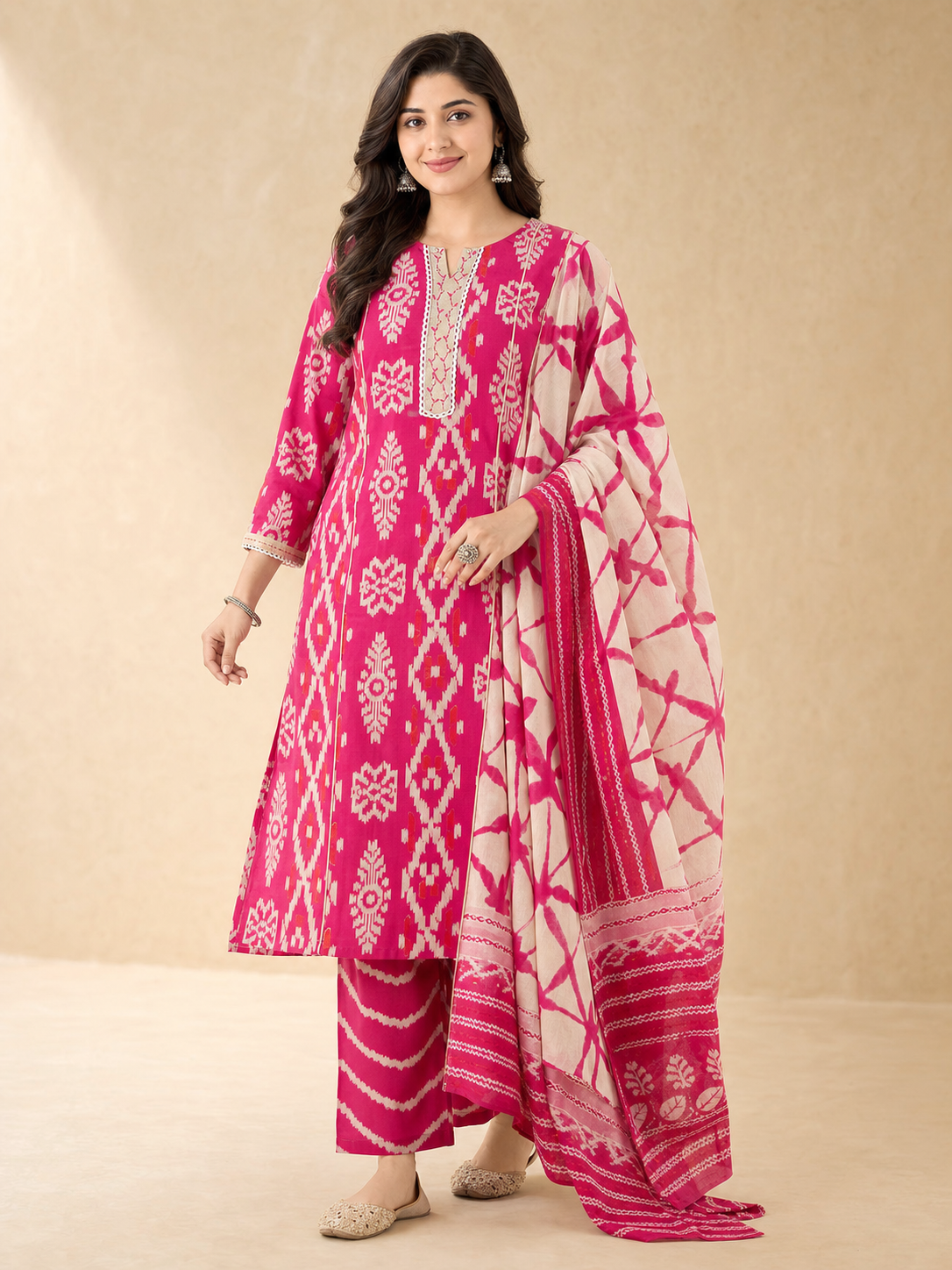 Peachmode Rani Pink Pure Cotton Salwar Suit - Image 3