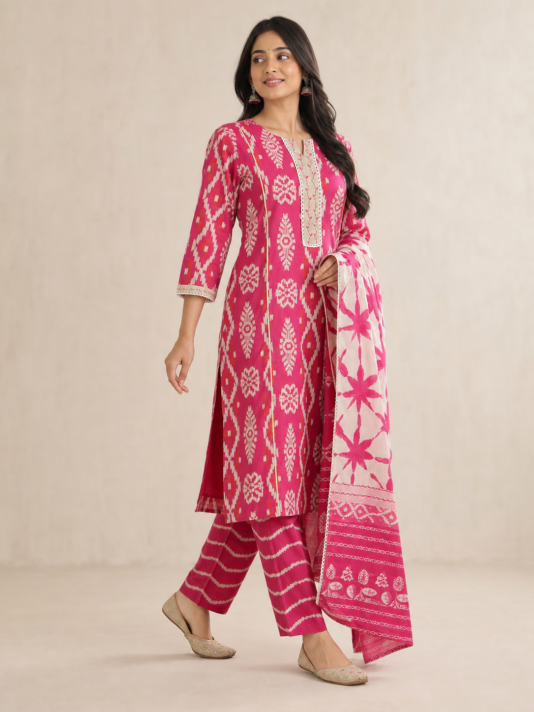 Peachmode Rani Pink Pure Cotton Salwar Suit - Image 4