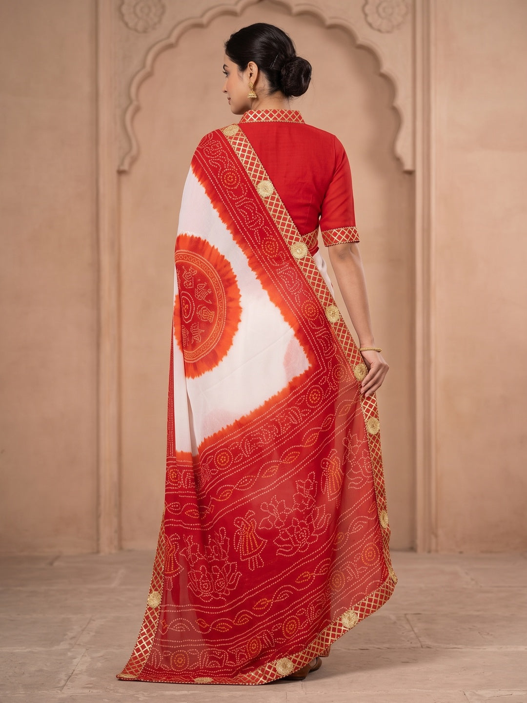 Peachmode Red Georgette Saree - Image 5