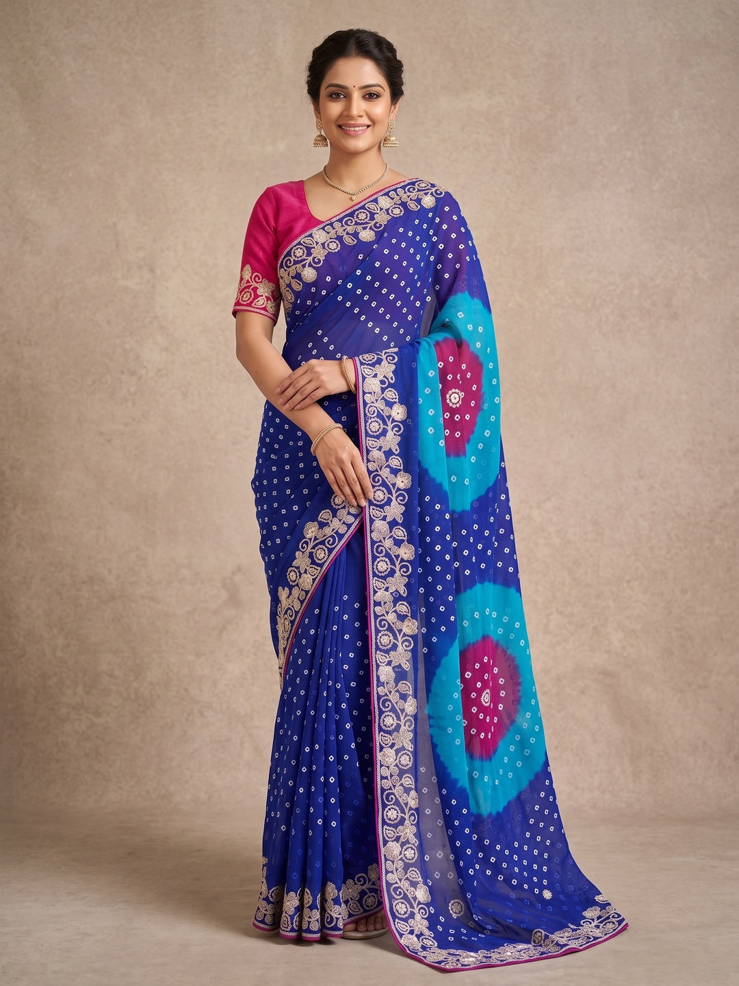 Peachmode Blue Georgette Saree - Image 2