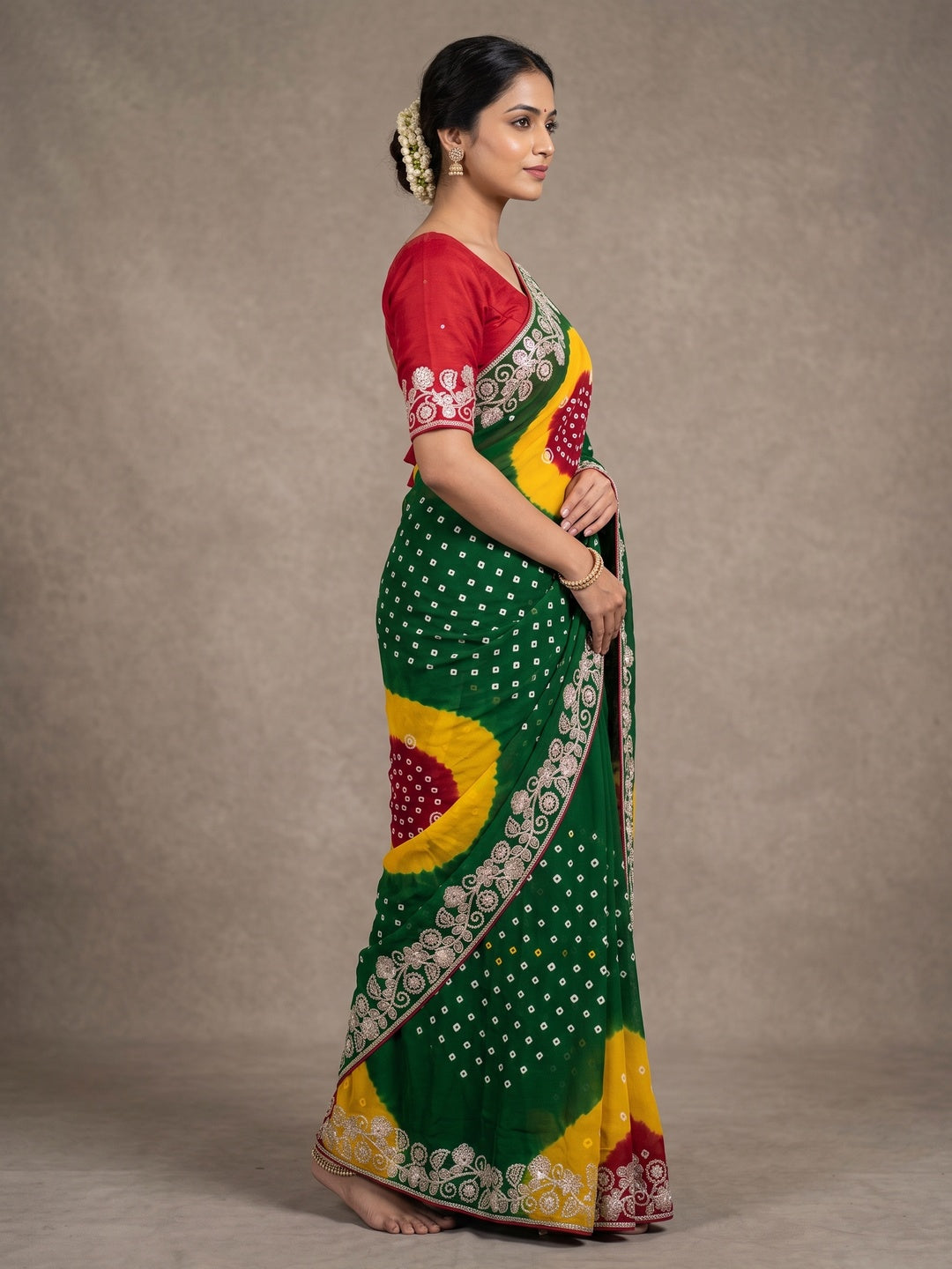 Peachmode Green Georgette Saree - Image 4