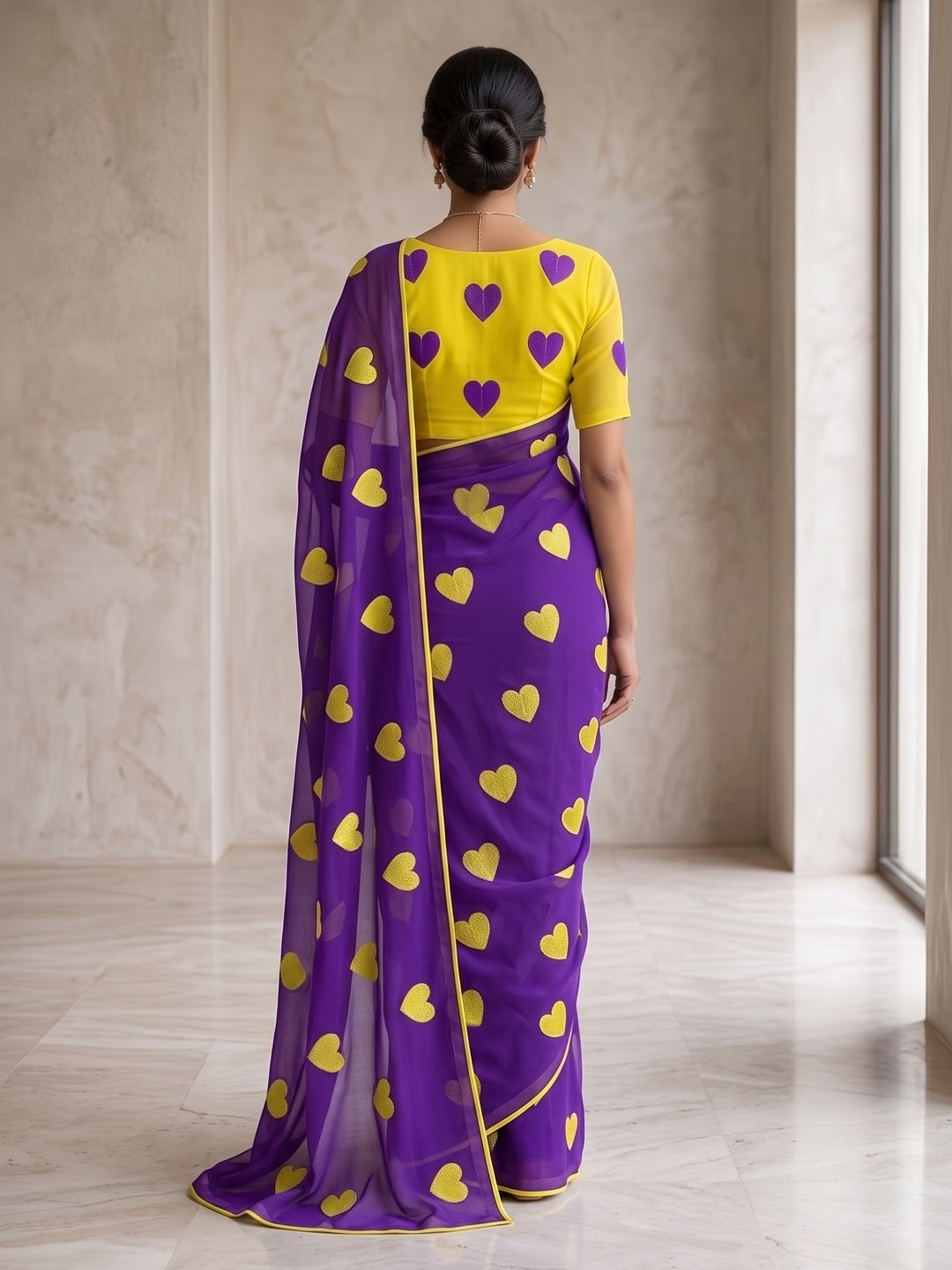 Peachmode Purple Georgette Saree - Image 5