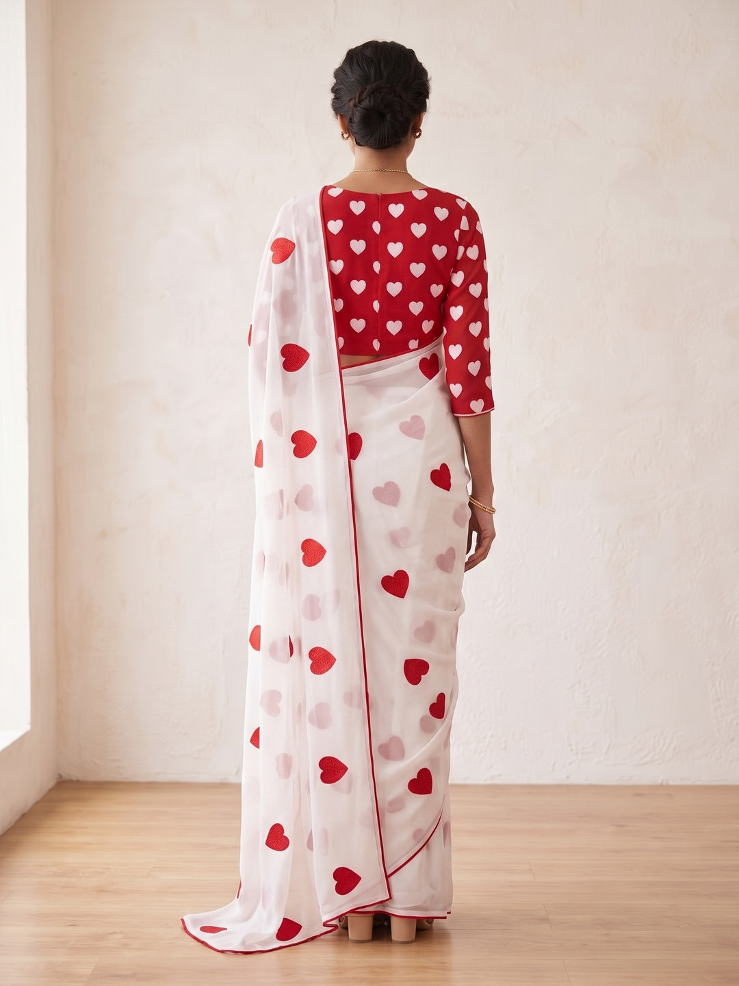 Peachmode White Georgette Saree - Image 5