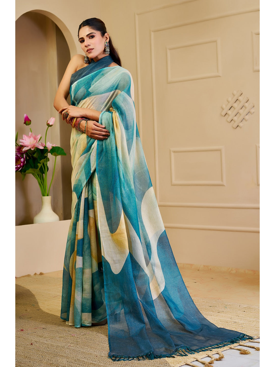 Peachmode Green Pure Cotton Saree - Image 2